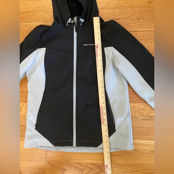 Free Country Jacket Adult Medium Black / Gray Hooded Zip Lined Soft Shell - Picture 10 of 10